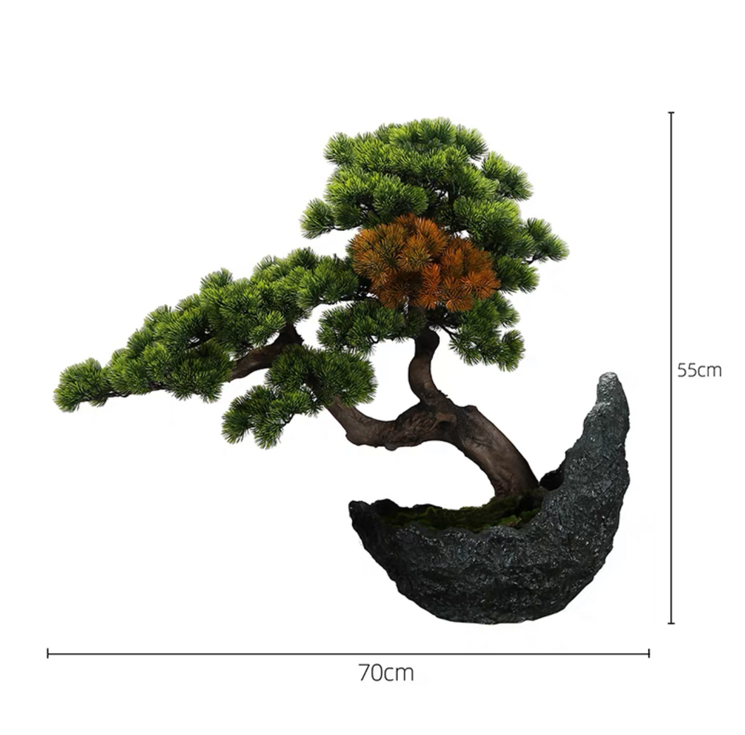 VICKY YAO Design Aesthetic - Exclusive Luxury Artificial Bonsai Tree in Realistic Moon Pot Faux Bonsai Art