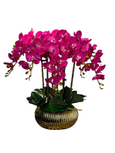 Load image into Gallery viewer, VICKY YAO Faux Floral  - Exclusive Design High End  Fushia Big 10 Stems Artificial Orchid Pot Flower Arrangement