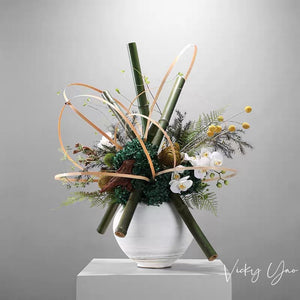 VICKY YAO Landscape Art - Exclusive Design Handcrafted Oriental Aesthetic Faux Floral Arrangement