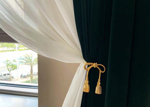 Vicky Yao Home Decor - A Pair Exclusive Design Elegant Natural Brass Bows Curtain Holdback