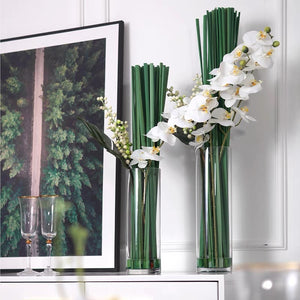 Vicky Yao Faux Floral - Exclusive Design Glass Vase Artificial Orchid flower Arrangement