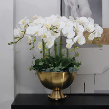 將圖片載入圖庫檢視器 Vicky Yao Faux Floral - Exclusive Design Luxury Artificial Orchid Flower Arrangement With Triangle Ball Vase