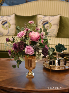 Vicky Yao Faux Floral - Exclusive Design Purple Artificial Roses Arrangement