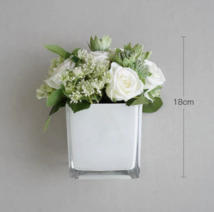 Vicky Yao Faux Floral - Exclusive Design Artificial White Roses Arrangement