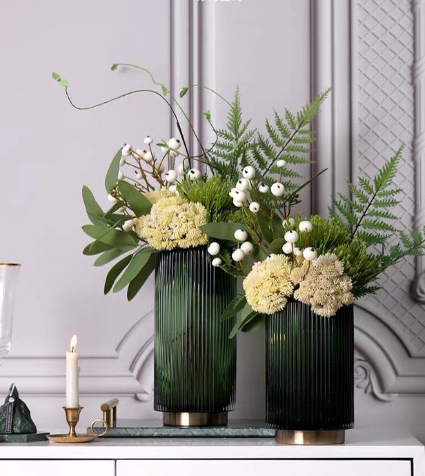 VICKY YAO Faux Floral - Exclusive Design Luxury Artificial Floral Arrangement With Green Vase