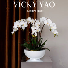 Load image into Gallery viewer, Vicky Yao Faux Floral - Best Popular Handmade Exclusive Design Natural Touch Artificial Orchids In Ceramic Golden Pot