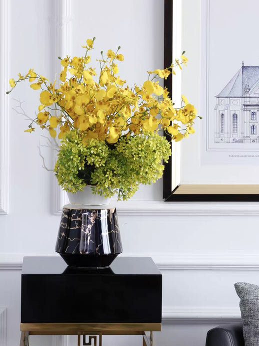 Vicky Yao Faux Floral - Exclusive Design Artificial Yellow Oncidium Floral Arrangement