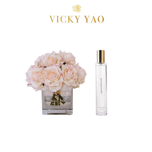 VICKY YAO FRAGRANCE - Real Touch Champagne 12 Alice Roses Floral Art & Luxury Fragrance 50ml
