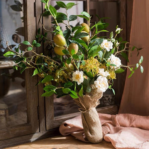 Vicky Yao Faux Floral - Natural Artificial Lemon Flower With HandMade Indian Vase