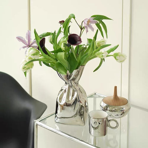VICKY YAO home Decor -  Cool Bag Vase Without Artificial Flower 12x23cm H