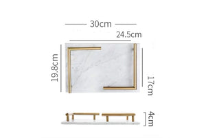 VICKY YAO Table Decor - Exclusive Design Luxury Marble Golden Handle Trays