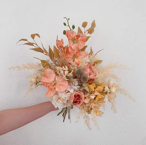 Vicky Yao Wedding Flower - Exclusive Design Little Fresh Korean Style Orange Artificial Wedding Bridal 3 Set Boutique