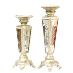 Vicky Yao Table Decor - Luxurious Pair Of Resin Mirror Candlesticks - Vicky Yao Home Decor SEO