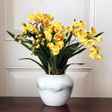 画像をギャラリービューアに読み込む, Vicky Yao Faux Floral - Exclusive Design Real Touch Artificial Yellow Cymbidium Floral Arrangement