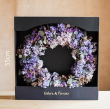 Load image into Gallery viewer, Vicky Yao Preserved Flowers - Exclusive Design Real Dry Flowers Romantic Purple Preserved Hydrangeas Door Wreath