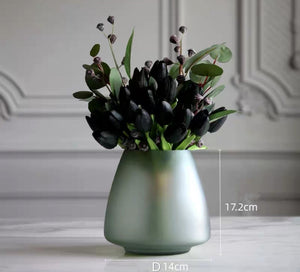 VICKY YAO  Faux Floral - Exclusive Design Luxury Artificial Tulips With Frosted Vase