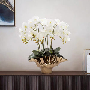 Vicky Yao Faux Floral - Exclusive Design Shell Vase Artificial Orchids Floral Arrangement
