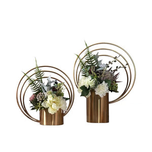Vicky Yao Faux Floral - Exclusive Design Luxury Artificial Floral Arrangement With Vase Of Three Circle