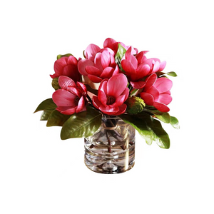 VICKY YAO Faux Floral - Exclusive Design Pink Artificial Magnolia Floral Arrangement