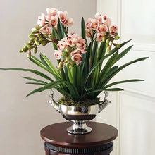 Load image into Gallery viewer, Vicky Yao Faux Floral - Exclusive Design Royal Faux Cymbidium Orchids In Deer Pot Art