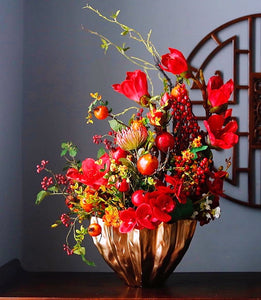 Vicky Yao Faux Floral - Exclusive Design Luxury Chinese Red Festival Flower Arrangement