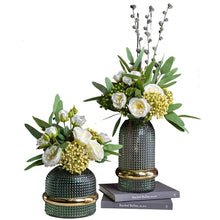 將圖片載入圖庫檢視器 VICKY YAO Faux Floral - Exclusive Design Artificial White Rose Arrangement In Vase