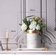將圖片載入圖庫檢視器 VICKY YAO Faux Floral - Exclusive Design White Marbling Artificial Floral Arrangement