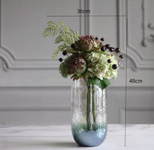 Load image into Gallery viewer, Vicky Yao Faux Floral - Exclusive Design Luxury Artificial Hydrangea Arrangement With Green Vase