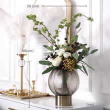 將圖片載入圖庫檢視器 Vicky Yao Faux Floral - Brown Ball Glass Flower Arrangement - Vicky Yao Home Decor SEO