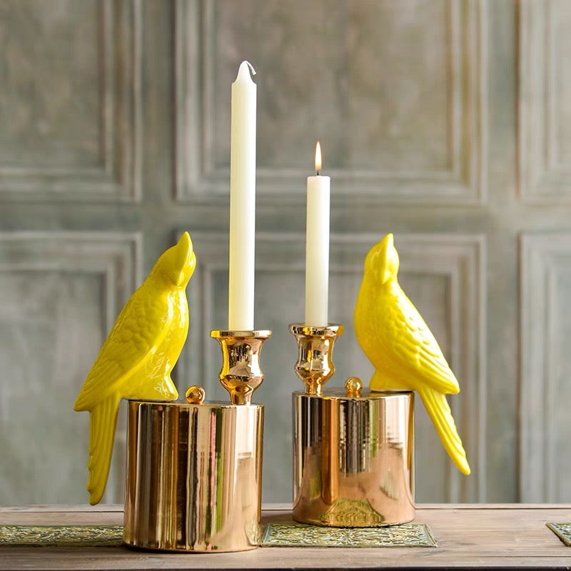 Vicky Yao Home Decor - Luxury Ceramic Bird Set Of Candlesticks