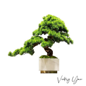 VICKY YAO Faux Plant - Exclusive Luxury Faux Bonsai Arrangement With Marble Pot