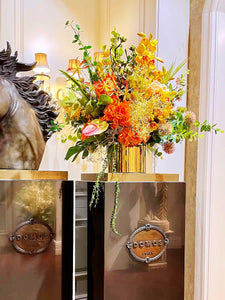 VICKY YAO Faux Floral - Exclusive Design Luxury Orange Artificial Flowers Arrangement