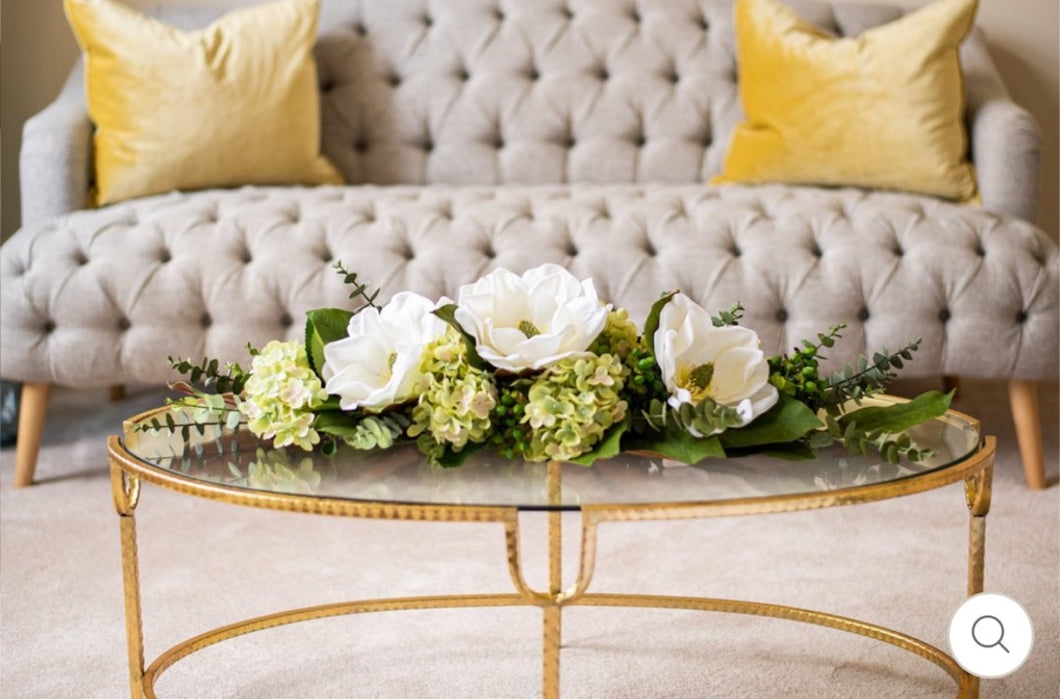 Vicky Yao Faux Floral - Exclusive Design Luxury Artificial Long Table Magnolia Arrangement