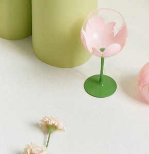 Vicky Yao Home Decor - Romantic Pink Flower Wine Glass
