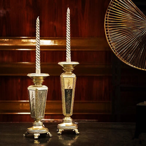 Vicky Yao Table Decor - Luxurious Pair Of Resin Mirror Candlesticks - Vicky Yao Home Decor SEO