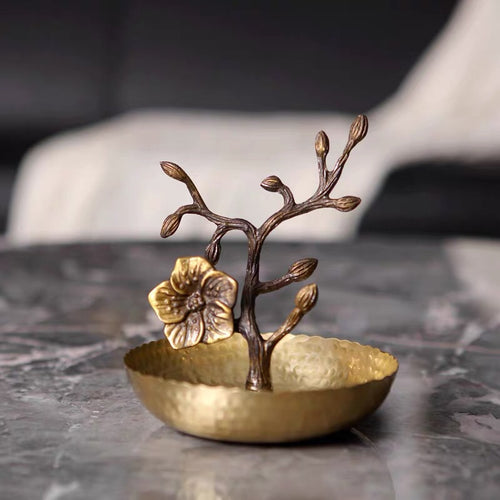 Vicky Yao Table Decor- Brass Plum Ring Holder Dish - Vicky Yao Home Decor SEO
