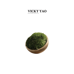VICKY YAO Preserved Moss - Exclusive Special Travertine Stone Unique Preserved Moss Art