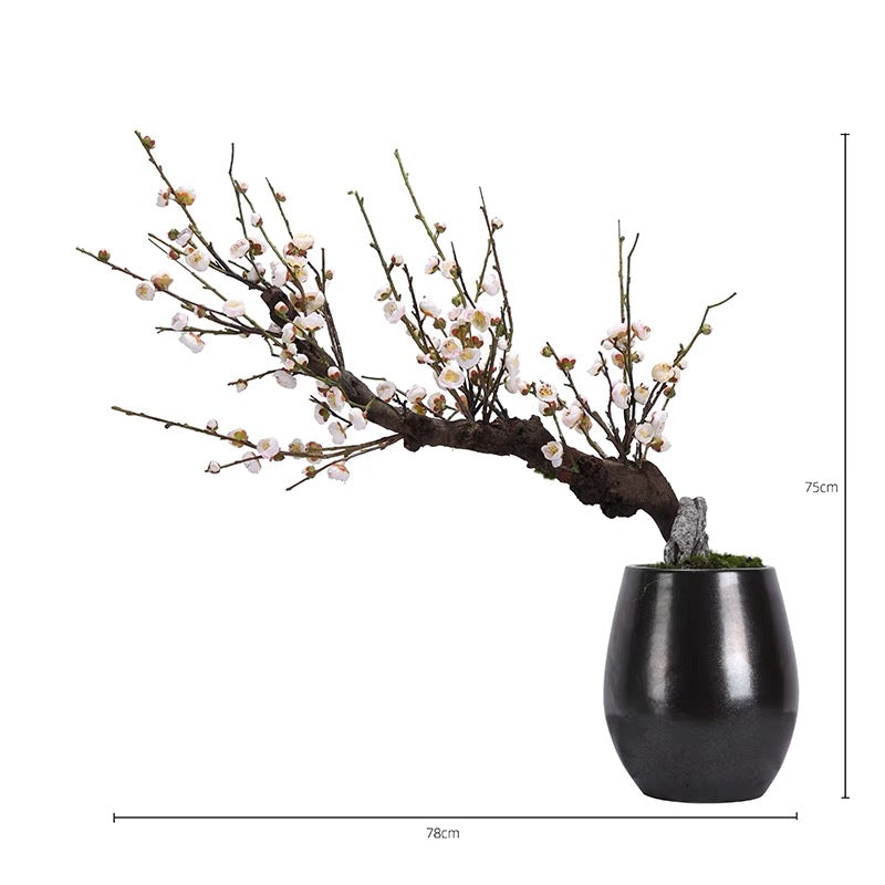 VICKY YAOFaux Bonsai - Exclusive Design Artificial Plum Blossom Bonsai Arrangement