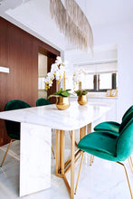 画像をギャラリービューアに読み込む, Vicky Yao Luxury Furniture - Multiple Colour Gold Leg Velvet Dining Chair ( Set of 2 )