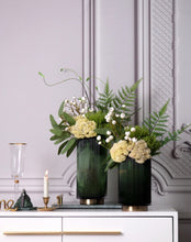 Load image into Gallery viewer, VICKY YAO Faux Floral - Exclusive Design Luxury Artificial Floral Arrangement With Green Vase