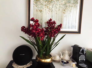 VICKY YAO Faux Floral - Exclusive Design Real Touch Artificial Cymbidium Orchid Flower Arrangement