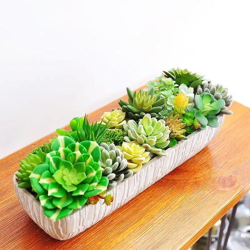 VICKY YAO Faux Plant - Exclusive Design Artificial Long Style Succulents Arrangement