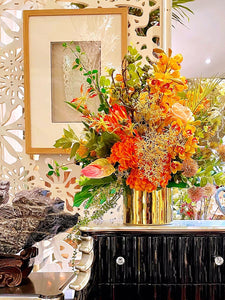 Vicky Yao Faux Floral - Exclusive Design Luxury Orange Artificial Flowers Arrangement