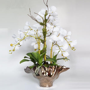 Vicky Yao Faux Floral - Exclusive Design Shell Vase Artificial Orchids Floral Arrangement