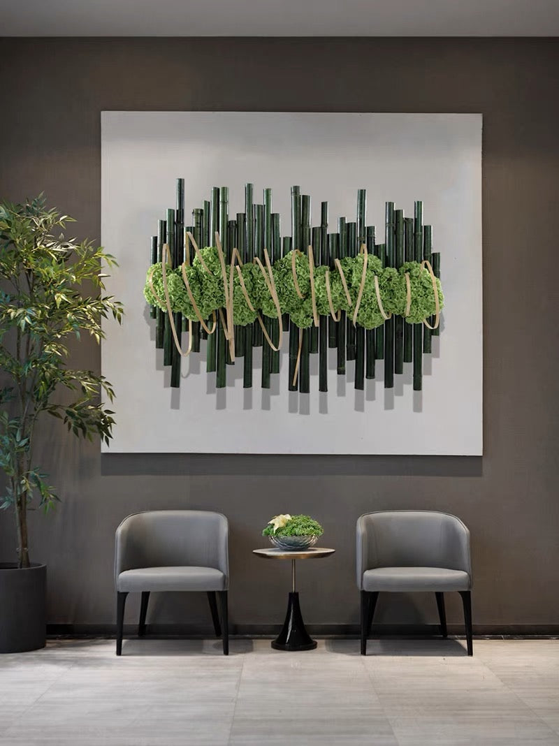 VICKY YAO Wall Art - Exclusive Design Bamboo Art Hotel Project Artificial Natural Hydrangea Arrangement
