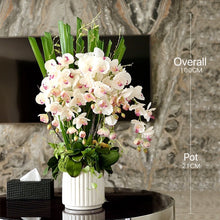 將圖片載入圖庫檢視器 Vicky Yao Faux Floral - High End Luxury Artificial White Orchid Arrangement 100cm H