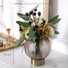 画像をギャラリービューアに読み込む, Vicky Yao Faux Floral - Brown Ball Glass Flower Arrangement - Vicky Yao Home Decor SEO
