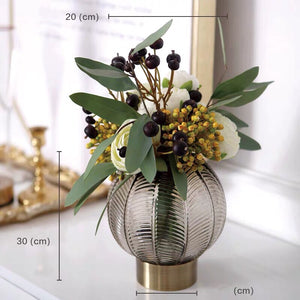 Vicky Yao Faux Floral - Brown Ball Glass Flower Arrangement - Vicky Yao Home Decor SEO