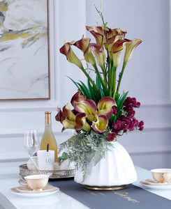 Vicky Yao Faux Floral - Exclusive Design Luxury Red and Yellow Calla Lily floral arrangement