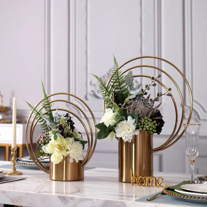 Vicky Yao Faux Floral - Exclusive Design Luxury Artificial Floral Arrangement With Vase Of Three Circle